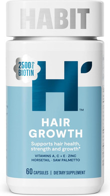 Habit Hair Growth Supplement, Supports Hair Health, Strength & Growth, Biotin, Vitamins A, C & E, 60 Capsules