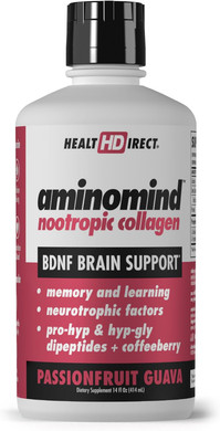 Health Direct - Aminomind - Nootropic Collagen Supplement For Brain Health And Bdnf - Pro-Hyp & Hyp-Gly Dipeptides, Coffeeberry Antioxidants - Blackberry - 14 Fl Oz (28 Servings)