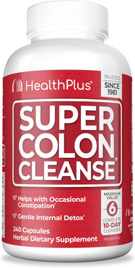 Health Plus Super Colon Cleanse 15 Day Supply Of Gentle Gut Cleanse Detox, Psyllium Husk, Probiotics For Constipation Relief & Digestive Support, 60 Capsules