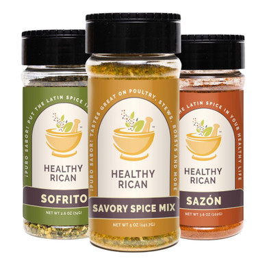 Healthy Rican Adobo Sazon Sofrito Seasoning And Herbs Mix Dry Non Gmo No Preservatives Msg Artificial Coloring Gluten Free Diabetes Keto Friendly Whole 30 Approved (Regular Variety Bundle)