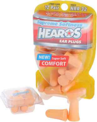 Hearos Supreme Softness Foam Earplugs, Nrr 32, Extreme Comfort, Hearing Protection, 12 Pair, (5800)