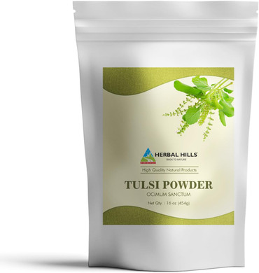Herbal Hills Tulsi Powder Holy Basil Leaf Powder | 16 Oz (454 Gms) | Herbal Tea