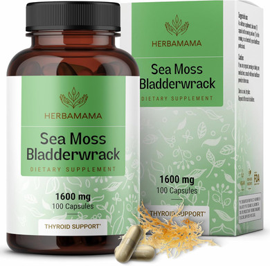Herbamama Irish Sea Moss Capsules - 1600Mg Sea Moss And Bladderwrack For Immune Support - Vegan, Non-Gmo Immunity Supplement For Overall Support, 250 Caps