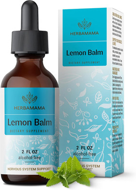 Herbamama Lemon Balm Tincture - Calm Support With Lemon Balm Leaves - Melissa Officinalis Calming Drops - Vegan, Non-Gmo, Alcohol & Sugar-Free Relaxation Supplement - 56-Day Supply