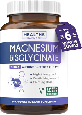 High Absorption Magnesium Bisglycinate Capsules - Clinically Validated Buffered And Chelated Magnesium Supplement - 1 Daily Vegan Capsule With Lab Verified Gentle 200Mg Serving (6 Month Supply)