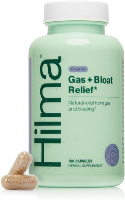 Hilma Natural Gas And Bloating Relief With Lemon Balm, Fennel & Peppermint Leaf, Doctor Formulated With Organic Ingredients, 100 Vegan Capsules