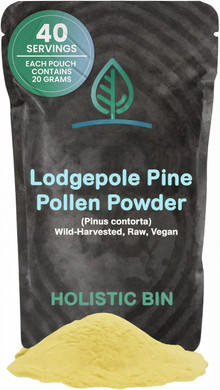 Holistic Bin Organic Pine Pollen Powder Pharmaceutical Grade, Wild Harvested, Golden Canadian Pine Pollen | Non Gmo, No Additives | Pure Pollen Supplement Made From The Lodgepole Pine Tree, 20 G