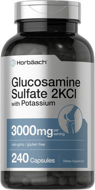 Horbäach Glucosamine Sulfate 2Kci With Potassium | 3000Mg | 240 Capsules | Non-Gmo And Gluten Free Supplement
