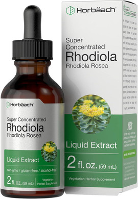 Horbäach Rhodiola Rosea Supplement Tincture | 2 Fl Oz | Alcohol Free Extract | Super Concentrated Root Liquid | Vegetarian, Non-Gmo, Gluten Free