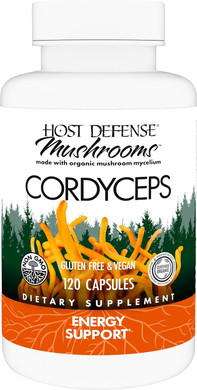 Host Defense Cordyceps Capsules - Immune & Energy Support Supplement - Kidney Health Supplement With Cordyceps - Fitness Support Supplement To Aid Oxygen Uptake - 120 Capsules (60 Servings)
