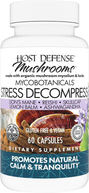 Host Defense Mycobotanicals Stress Decompress* Capsules - Mushroom Supplement With Lemon Balm & Ashwagandha Root - With Reishi, Lion'S Man & Skullcap - 60 Capsules (30 Servings)