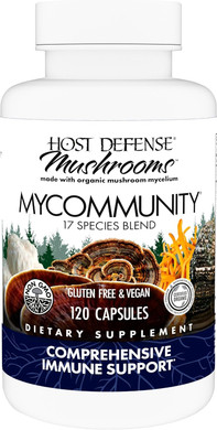 Host Defense Mycommunity Capsules - 17 Species Blend Mushroom Supplement For Immune Support - Herbal Aid With Lion'S Mane, Reishi. Chaga, Cordyceps, Turkey Tail & More - 120 Capsules (60 Servings)