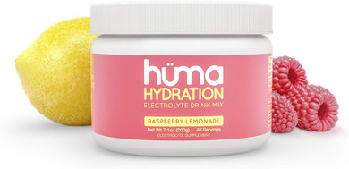 Huma Chia Hydration Drink Mix, Raspberry Lemonade 40 Servings - Low Calorie, High Electrolyte Powder - 100% Natural, 1G Sugar, 10 Cal