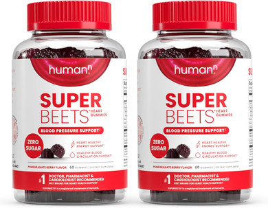 Humann Superbeets Heart Gummies Advanced - Coq10 100 Mg Plus Beet Root Powder & Grape Seed Extract, Superbeets Gummy 60 Count