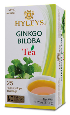 Hyleys Ginkgo Biloba Green Tea  Brain Support Blend With Citrus  100% Natural, Gluten-Free, Non-Gmo, Memory & Focus Tea  25 Tea Bags