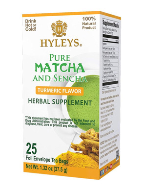 Hyleys Matcha Tea Bags With Lemongrass - 25 Tea Bags (Japanese Pure Matcha Wellness Green Tea)