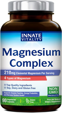 Innate Vitality Magnesium Complex 240 Vegan Capsules - 4 Forms: Magnesium Glycinate, Malate, Citrate, Oxide | Supports Energy, Muscle Function, Bone Health & Nerve Support | Gluten Free, Non-Gmo