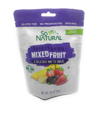 SO NATURAL FREEZED FRIED Mixed Fruit ( Banana, Mulberry, Strawberries ) 3 Packs.071 oz each