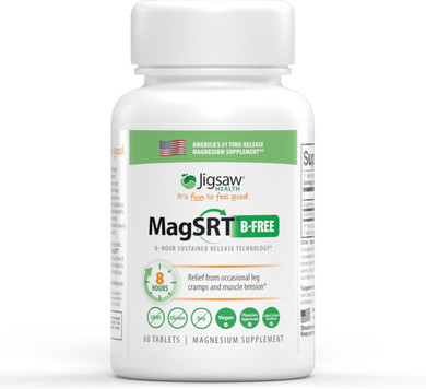Jigsaw Health Magsrt (B-Free) | Premium, Organic, Slow Release Magnesium Supplement | Active, Bioavailable Magnesium Malate Tablets | 60 Tablets | 15 Servings