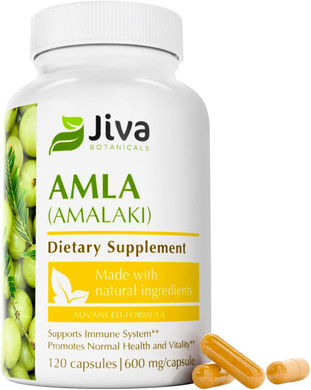Jiva Botanicals Amla Capsules (Amalaki) - 60 Vegan Capsules - Amla Powder - Indian Gooseberry Supplement For Vitality
