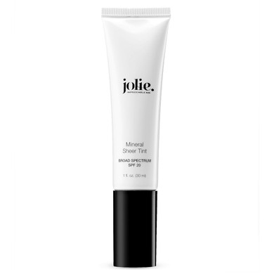Jolie Mineral Sheer Tint Spf 20 Oil Free - Face Tinted Moisturizer - Hydration - Coverage - Sunscreen- Mineral Formula - Vegan (Light)