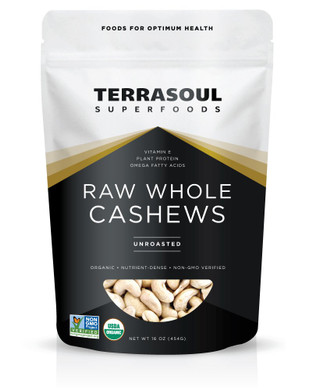 Terrasoul Superfoods Organic Raw Whole Cashews, 16 Ounce1 Pound (Pack of 1)