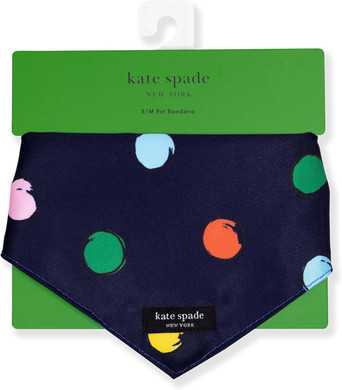 Kate Spade New York Pet Bandana For Dogs, Raining Cats & Dogs Pattern, Small To Medium Dogs, Collar Loop, Comfortable Fit, Polyester, Unisex, Small, Classic, Raining Cats And Dogs