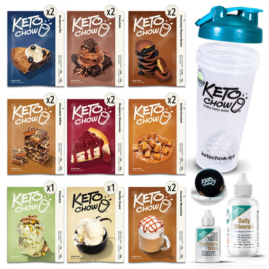 Keto Chow Variety Starter Bundle Replacement Shake Powder | Nutritionally Complete | Low Carb | Delicious Easy Meal Substitute | Protein Rich Keto Food You Choose The Fat | Single Meal Samples