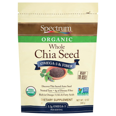 Spectrum Essentials Organic Chia Seed, Omega-3 & Fiber, 12 Oz