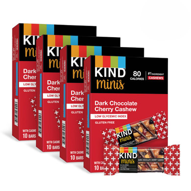 Kind Minis Healthy Snack Bar, Dark Chocolate Cherry Cashew, Low Glycemic Index, Gluten Free Bars, 0.7 Oz, (80 Count)