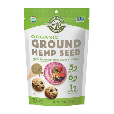 Manitoba Harvest Organic Ground Hemp Seed, 7 Oz  5G Plant Based Protein, 6G Of Fiber Per Serving  Non-Gmo Project Verified, Vegan, Keto, Paleo  Omega 3 & 6  Smoothies, Oatmeal, Use In Baking