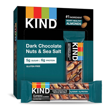 Kind Nut Bars, Dark Chocolate Nuts And Sea Salt, Healthy Snacks, Gluten Free, Low Sugar, 6G Protein, 6 Count