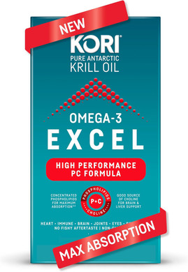 Kori Krill Omega 3 Excel Krill Oil 1000Mg Supplements With Epa & Dha, High Performance Pc Formula For Max Absorption, Clinically Proven & Non-Gmo Source, 50 Softgels