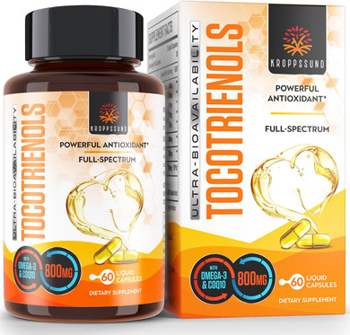 Kroppssund Tocotrienols 800Mg Supplement | Rich In Vitamin E Tocotrienols - 60 Liquid Capsules