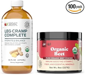 Leg Cramp Complete 16Oz & Pure Organic Beet Root Powder 100 Capsules Bundle