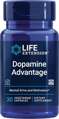 Life Extension Dopamine Advantage, Cognitive Health, Mental Sharpness, Motivation, Vitamin B12, Phellodendron Bark Powder, Gluten Free, Non-Gmo, Vegetarian, 30 Capsules