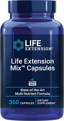 Life Extension Mix Capsules, High-Potency, Advanced Vitamin, Mineral, Fruit & Vegetable Formula, Vitamin C, B, D, E, Magnesium, For Whole-Body Health, Healthy Aging, Gluten-Free, 360 Capsules