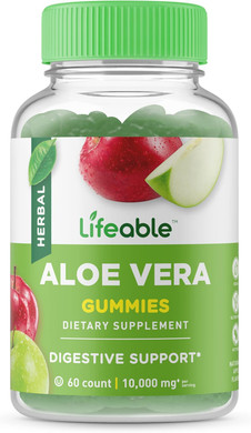 Lifeable Aloe Vera Supplement Gummies For Adults - 10,000 Mg - Great Tasting Natural Flavored Gummy - Gluten Free, Vegan, Non-Gmo Chewable - For Adults, Men, Women - 60 Gummies - 30 Doses