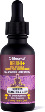 Lifecykel - Reishi Mushroom Extract W/Kakadu Plum- Adaptogen For Sleep Help, Relaxation & Cellular Support- 100% Organic Mushrooms, Antioxidants Vitamin C, 2Oz (Packaging May Vary)