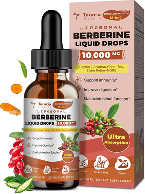 Liposomal Berberine Hcl Digestion Support Supplement - Increase Glp-1 Levels, Ampk Activator - Liposomal Berberine Drops With Ceylon Cinnamon, Green Tea, Bitter Melon, 2 Fl Oz