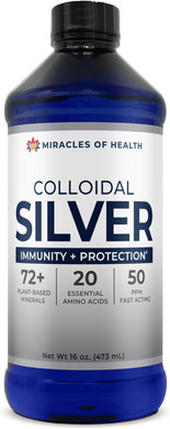 Liquid Nano Colloidal Silver 50 Ppm | 16 Oz | Infused With 72+ Organic Plant-Based Minerals & 20 Essential Amino Acids, Natural Colloidal Silver, Fast Absorbing Daily Immune Support