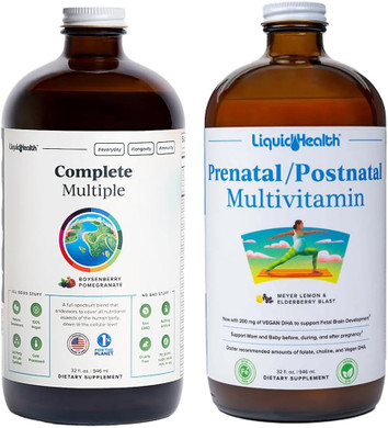 Liquidhealth Complete Multiple & Prenatal/Postnatal Multiple Liquid Vitamin Bundle - Adult Daily Multivitamins For Men & Women, Immune Support, Pregnancy Vitamins For Mom & Baby - Usa Made, Vegan