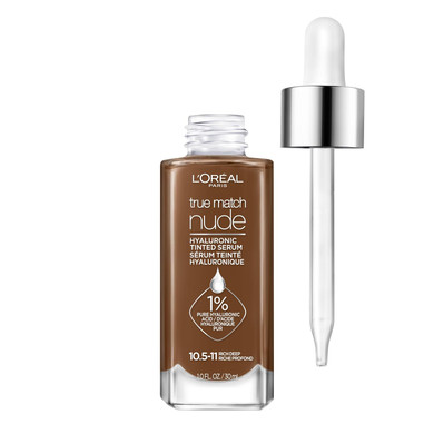 L'Oreal Paris True Match Nude Hyaluronic Tinted Serum Foundation With 1% Hyaluronic Acid, Rich Deep, 1 Fl. Oz