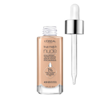 L'Oreal Paris True Match Nude Hyaluronic Tinted Serum Foundation With 1% Hyaluronic Acid, Rich Medium 4.5-5.5, 1 Fl. Oz