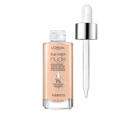 L'Oreal Paris True Match Nude Hyaluronic Tinted Serum Foundation With 1% Hyaluronic Acid, Rosy Light 1-2.5, 1 Fl. Oz