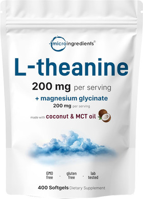 L-Theanine 200Mg With Magnesium Glycinate, 400 Coconut Mct Oil Softgels | Relaxation, Focus & Muscle Support Supplement | 2-In-1 Amino Acid & Mineral Complex | Gentle Care All Day & Night
