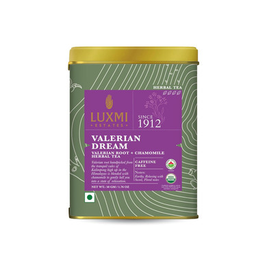Luxmi Estates - Valerian Dream - Organic Valerian Root Tea For Sleep - Loose Leaf - 50G (25 Cups) | With Valerian Root, Chamomile & Lavender | Perfect Wellness Sleep Tea