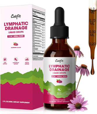 Lymphatic Drainage Supplements Drops For Immune, Lymph System Support, Cleanse & Detox, Liver Health With Echinacea,Elderberry,Cleavers Herb,Burdock, Calendula, Vegan, Non-Gmo,Natural Flavor, 2 Fl Oz