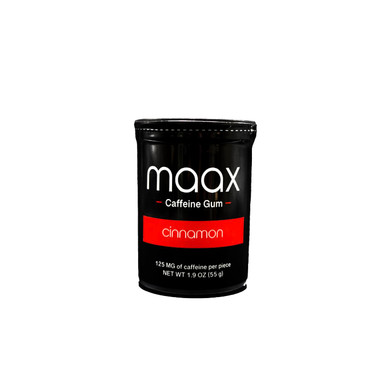 Maax Caffeine Energy Gum | Focus Gum | 125Mg Of Caffeine Per Piece | Cinnamon | 25 Pieces Per Container