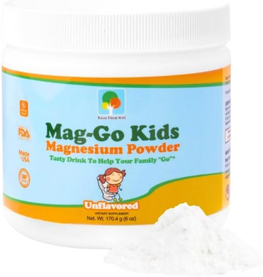 Mag-Go Kids Magnesium Powder | Constipation Relief (Unflavored) | 90 Servings Per Tub